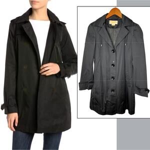 Michael Kors XS Hooded Trench Coat w Removable Wool Lining Rain Jacket Black